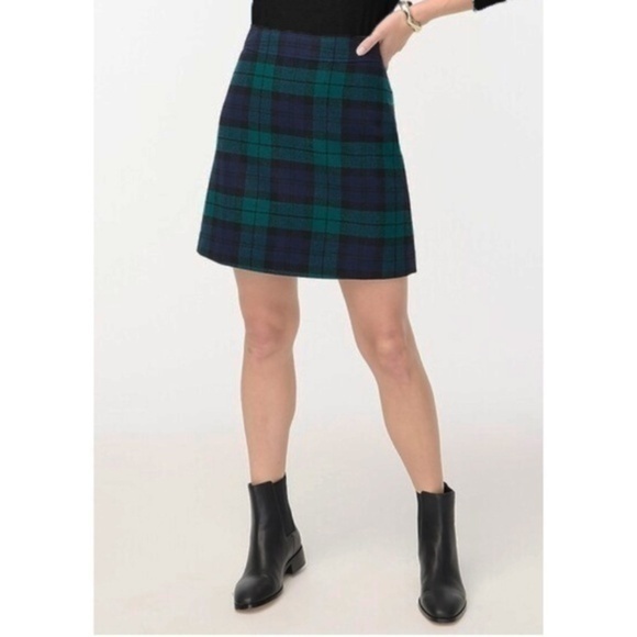 Like New J.Crew Wool Blend Tartan A-Line Mini Skirt 12 / Large - Picture 1 of 5